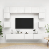 8 Piece TV Cabinet Set White Engineered Wood 3078692