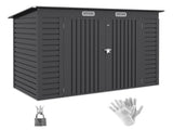 3.7 x 7.9ft Galvanised Steel Shed, with Latched Door and Padlock - Grey T3398P317750