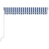 Manual Retractable Awning with LED 300x250 cm Blue and White 3068861
