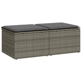 2 Piece Garden Sofa Set with Cushions Grey Poly Rattan Acacia 3328683