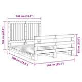 Bed Frame without Mattress with Headboard 140x200 cm Solid Wood 3281540
