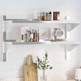 2-Tier Wall Shelf 100x30x60 cm Silver Stainless Steel 30310
