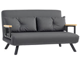 4-in-1 Velvet-Feel Double Sofa Bed, with Pillows - Dark Grey T3398P329915