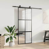 Sliding Door with Hardware Set Black 90x205 cm Tempered Glass 3375884