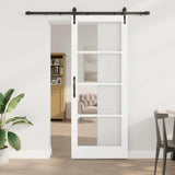 Sliding Door White 83 x 211 cm Solid Pine Wood and Glass 3332336