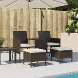 ZNTS Garden Sofa 2-Seater with Table and Stools Brown Poly Rattan 317625