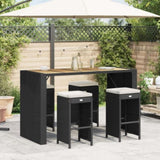 Garden Bar Stools with Cushions 4 pcs Black Poly Rattan 368689
