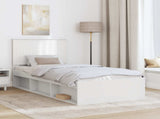 Bed Frame with Headboard White 90 x 190 cm Solid Pine Wood 3411064