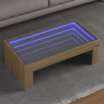 ZNTS Coffee Table with Infinity LED Sonoma Oak 90x50x30 cm 847618