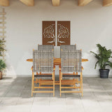Garden Dining Set Folding 5 pcs Grey Solid Acacia Wood 3375732