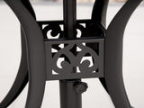 78 cm Round Garden Dining Table with Parasol Hole Antique Cast Aluminium Outdoor Table Only, Black T3398P322188