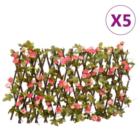 ZNTS Artificial Ivy Trellis Expandable 5 pcs Dark Pink 180x20 cm 366577