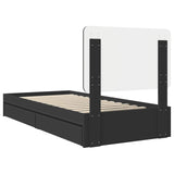 Storage Bed with Headboard Black 75 x 190 cm Engineered Wood 3412736