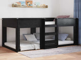 Floor Bed Frame Black Oak 75 x 190 cm Engineered Wood 893517