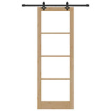 Sliding Door Natural 83 x 232 cm Solid Pine Wood and Glass 3332281