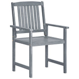 Outdoor Chair Set of 2 Grey Solid Acacia Wood Standard Durable 45944