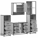 ZNTS 4 Piece Bathroom Furniture Set Grey Sonoma Engineered Wood 3301293