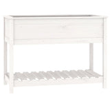 Planter with Shelf White 111.5x54x81 cm Solid Wood Pine 823788