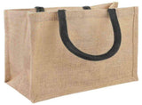 Jute Handbags 10 pcs Natural and Black 26 x 22 x 14 cm 42012279