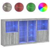 Sideboard with LED Lights Grey Sonoma 202x37x100 cm 3209189