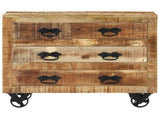 Sideboard with 3 Drawers 80x30x65 cm Solid Rough Wood Mango 351690
