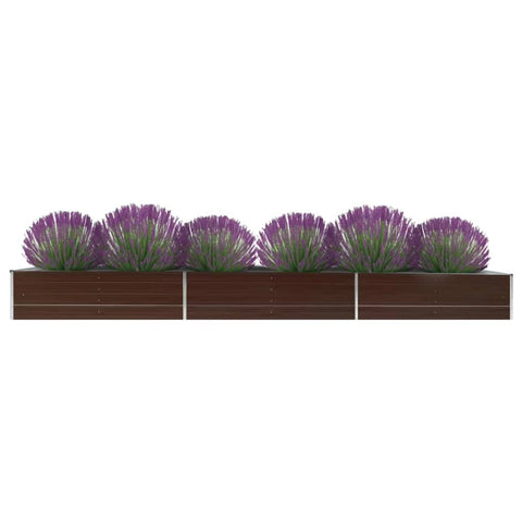 Garden Raised Bed Galvanised Steel 480x80x45 cm Brown 47066