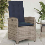 Reclining Garden Chairs 2 pcs with Cushions Grey Poly Rattan 365175