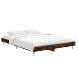 Bed Frame without Mattress Smoked Oak 135x190 cm Double Engineered Wood 832082