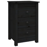 ZNTS Bedside Cabinet Black 40x35x61.5 cm Solid Wood Pine 813707