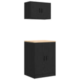 ZNTS Garage Cabinets 2 pcs Black Engineered Wood 3328306