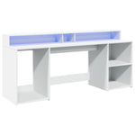 ZNTS Desk with LED Lights White 200x55x91 cm Engineered Wood 3309438