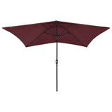 Garden Parasol with LEDs and Steel Pole Bordeaux Red 2x3 m 313790