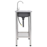 Camping Sink Single Basin with Tap Stainless Steel 151213