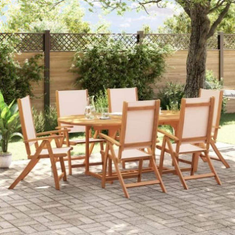 ZNTS 7 Piece Garden Dining Set Solid Wood Acacia and Textilene 3279273