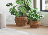 Planter Basket with Storage 2 pcs Brown Lacak Rattan 42020960