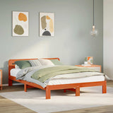 Bed Frame without Mattress Wax Brown 150x200 cm King Size Solid Wood Pine 855554