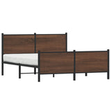Metal Bed Frame without Mattress Brown Oak 140x200 cm 3301370