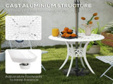 78 cm Round Garden Dining Table with Parasol Hole Antique Cast Aluminium Outdoor Table Only, White T3398P317619