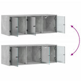 Wall Cabinet with Glass Doors Concrete Grey 102x37x35 cm 836514