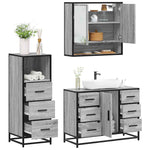 ZNTS 3 Piece Bathroom Furniture Set Grey Sonoma Engineered Wood 3301053