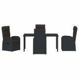 Garden Dining Set with Cushion 5 pcs Black Poly Rattan 3379523