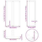 ZNTS Bar Table Legs T-Shaped 2 pcs White 60x35x cm Steel 4013105