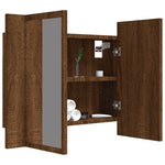 ZNTS LED Mirror Cabinet Brown Oak 60x12x45 cm Engineered Wood 822843