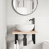 Basin Shelf Wall Mounted Steel and Solid Wood Oak 3302381