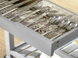 Kitchen Trolley Utility Cart on Wheels with Rubberwood Worktop, Towel Rack, Storage Shelves & Drawer T3398P344550