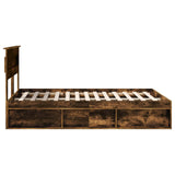 Bed Frame with Storage Smoked Oak 140 x 190 cm Solid Pine Wood 3409755