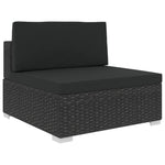 6 Piece Garden Lounge Set with Cushions Poly Rattan Black 46746