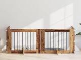 Dog Gate with Stands 4 pcs Old Wood 80 x 80 cm Engineered Wood 892083