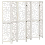 Room Divider 6 Panels White Solid Wood Paulownia 358747
