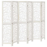 Room Divider 6 Panels White Solid Wood Paulownia 358747